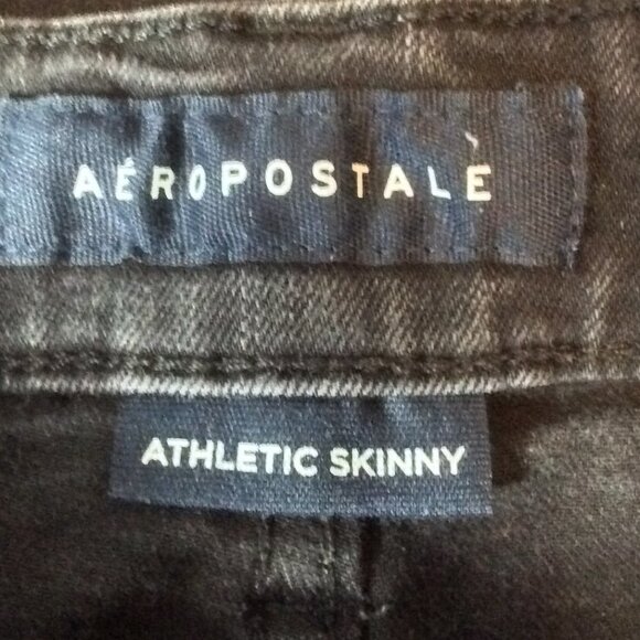 Aeropostale Athletic Skinny Jeans Black Distressed Look Size 28/30 - Picture 11 of 12